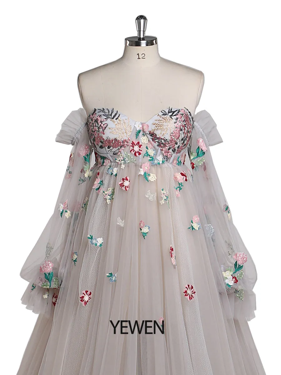 Embroidery Lace Maternity Dress for Photo Shoot Pregnancy Colored Wedding Dress YW220331