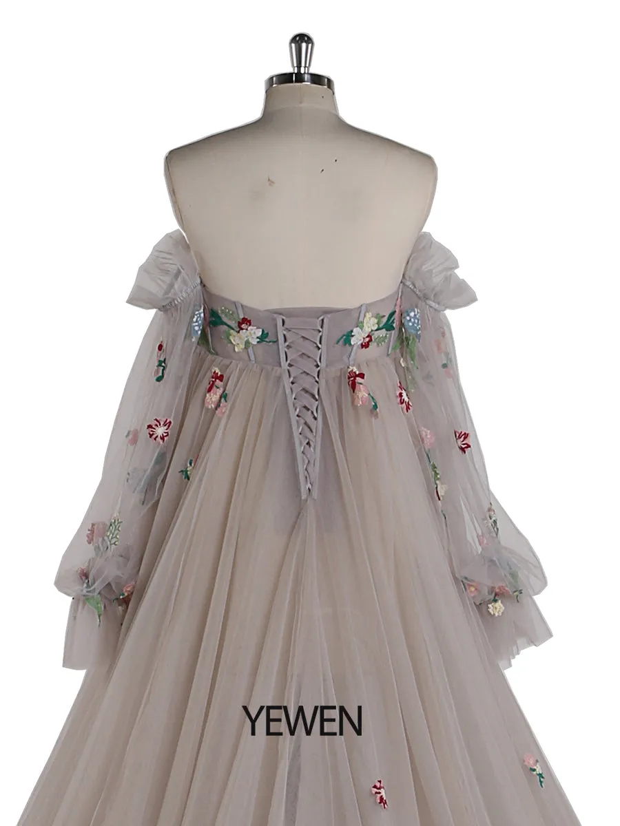 Embroidery Lace Maternity Dress for Photo Shoot Pregnancy Colored Wedding Dress YW220331