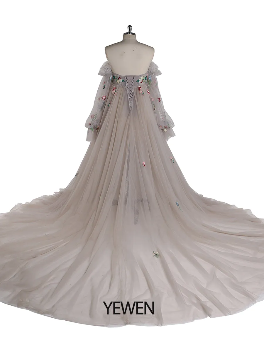 Embroidery Lace Maternity Dress for Photo Shoot Pregnancy Colored Wedding Dress YW220331