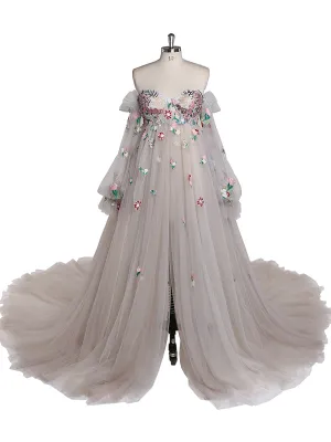 Embroidery Lace Maternity Dress for Photo Shoot Pregnancy Colored Wedding Dress YW220331