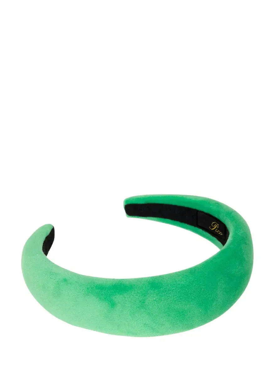 Emma Plain Velvet Headband, field green