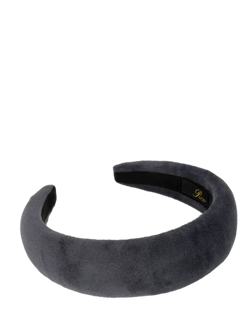 Emma Plain Velvet Headband, stone