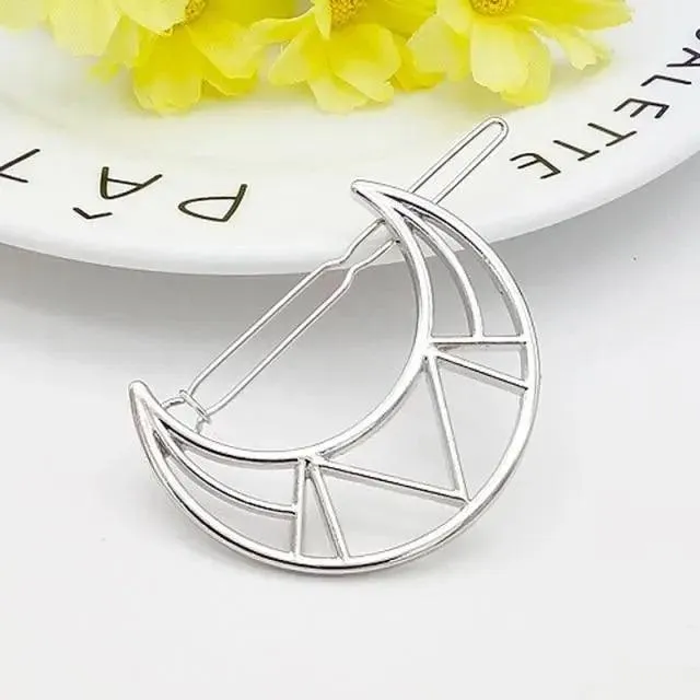 Fashion Circle Moon Hair Clips Modern Design For Women Geometric Hair Pins Charming Girls Hair Clips Hair Styling Accessories