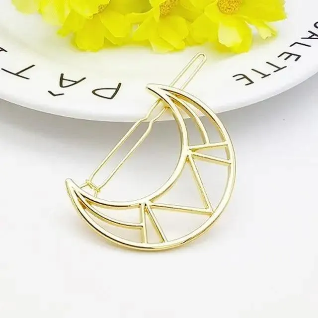Fashion Circle Moon Hair Clips Modern Design For Women Geometric Hair Pins Charming Girls Hair Clips Hair Styling Accessories