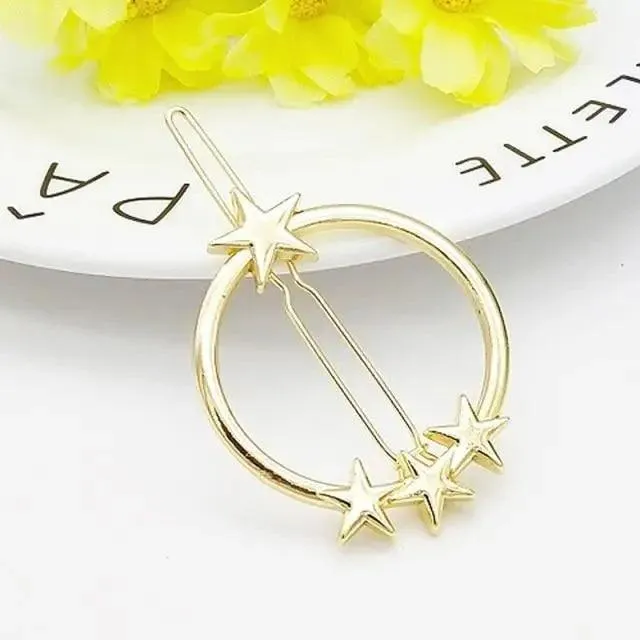 Fashion Circle Moon Hair Clips Modern Design For Women Geometric Hair Pins Charming Girls Hair Clips Hair Styling Accessories