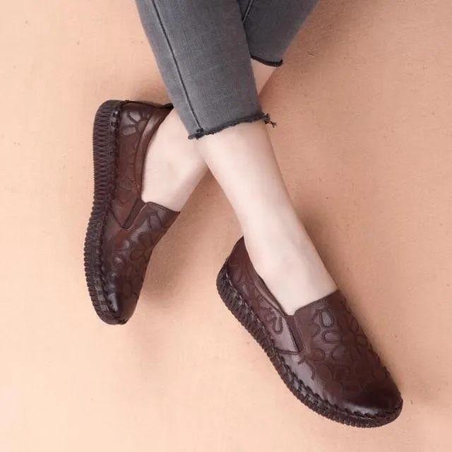 Fashion Genuine Leather Flat Shoes Women Loafers