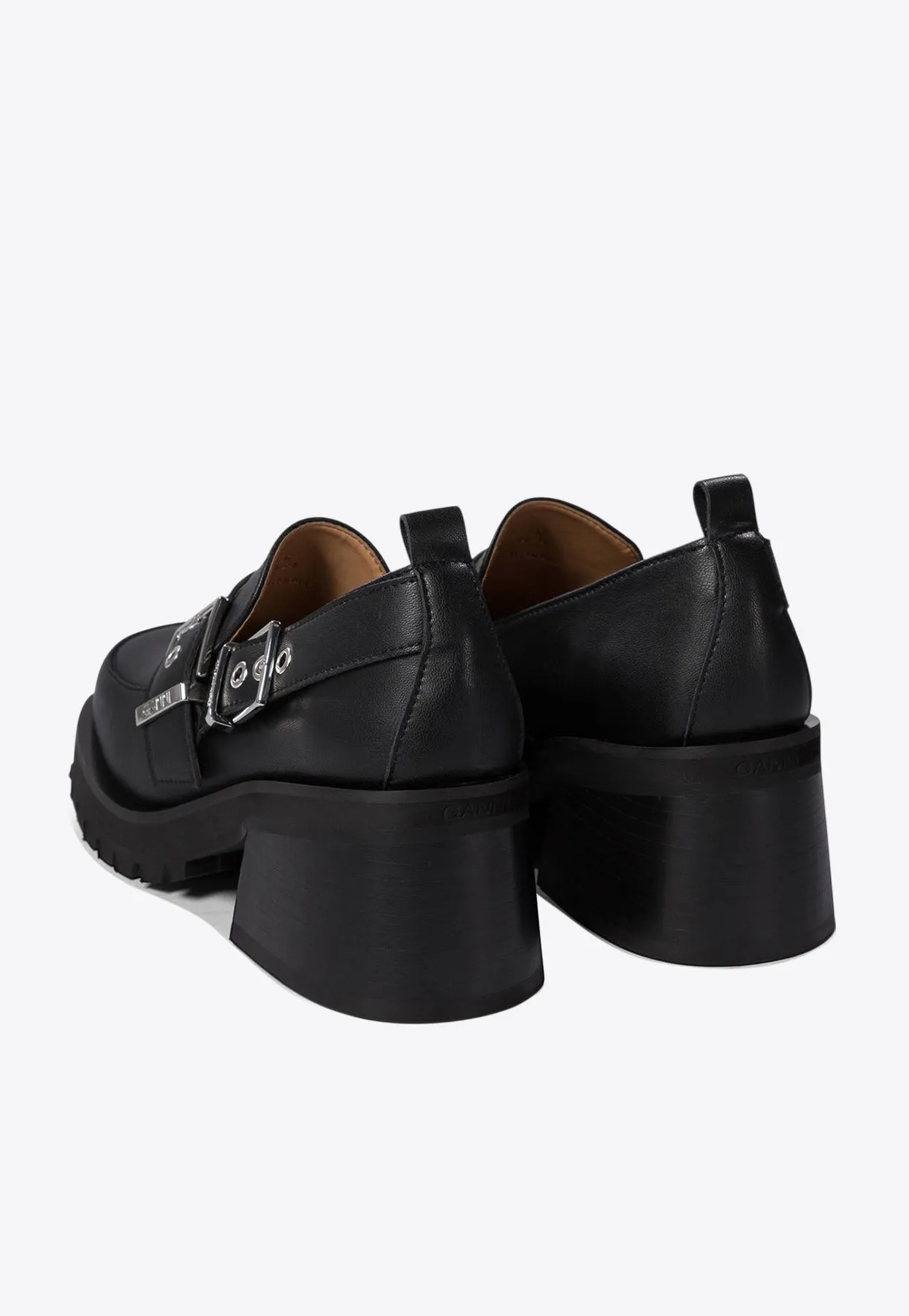 Feminine Buckle Platform Loafers