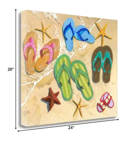 Flip Flops and Starfish 1 Giclee Wrap Canvas Wall Art
