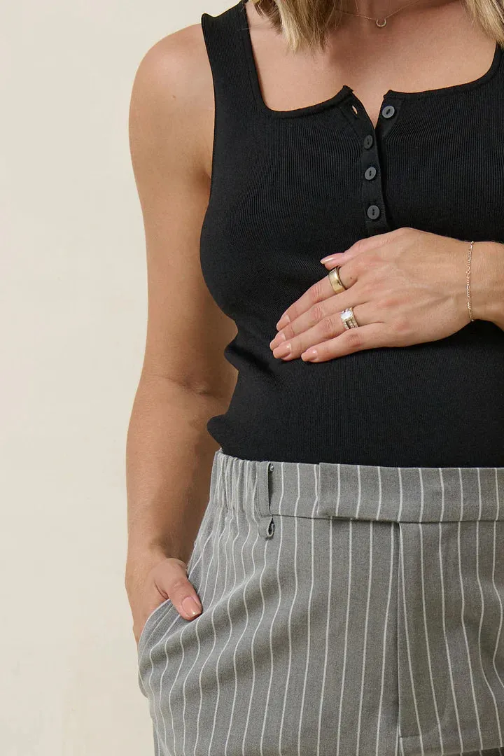 For Tomorrow Tailored Pant - Grey/White Stripe