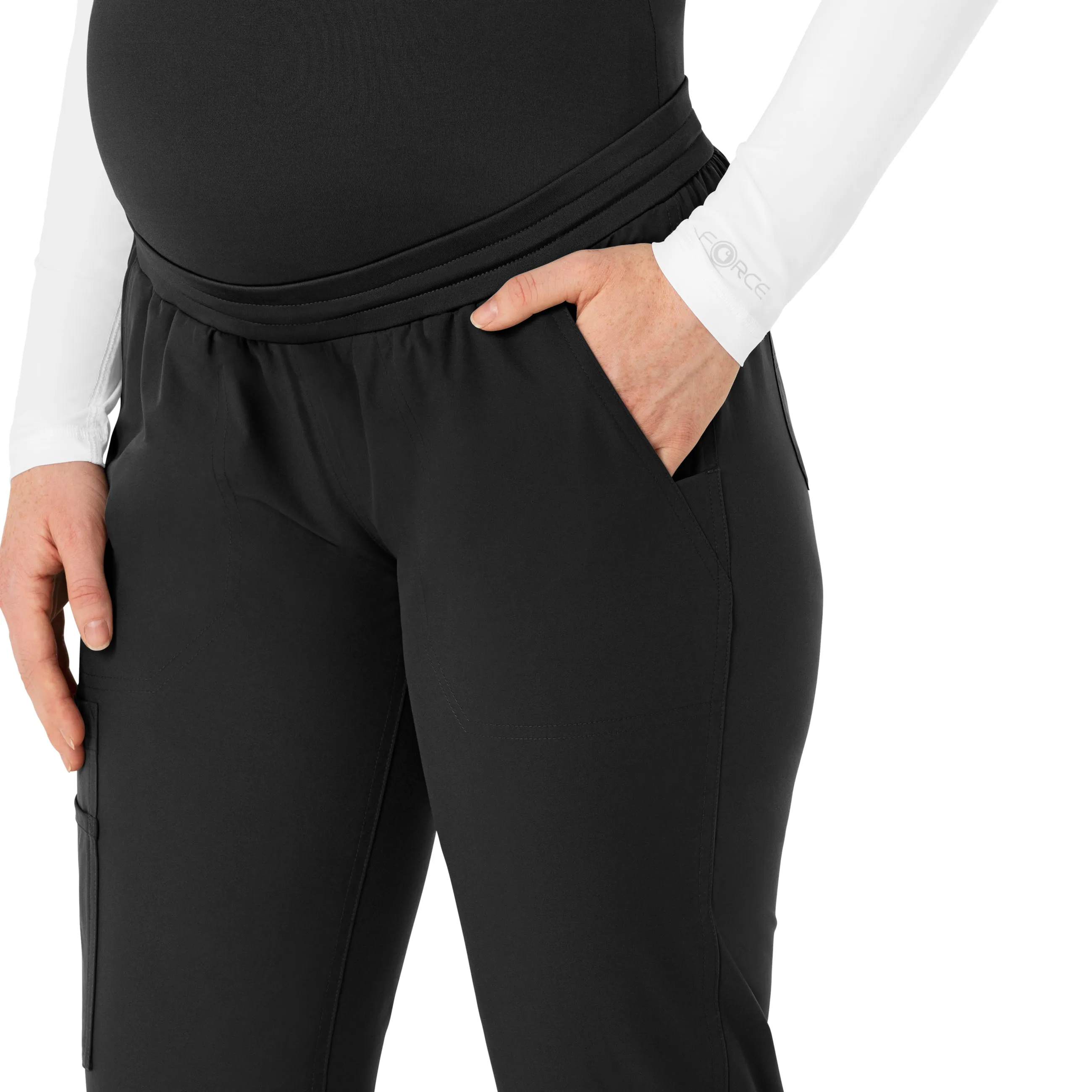 Force Essentials C54113 Maternity Jogger Scrub Pants Black