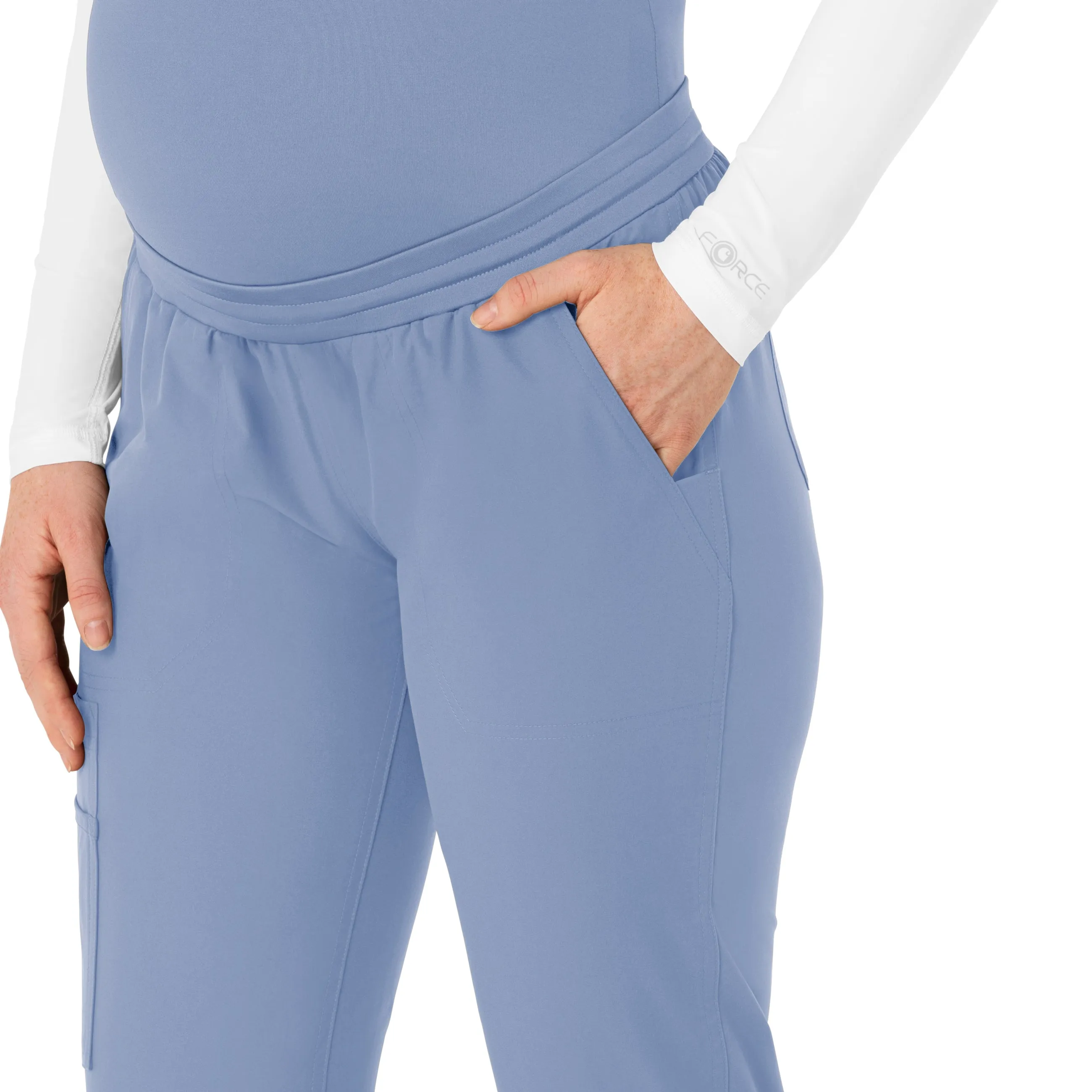 Force Essentials C54113 Maternity Jogger Scrub Pants Ceil Blue