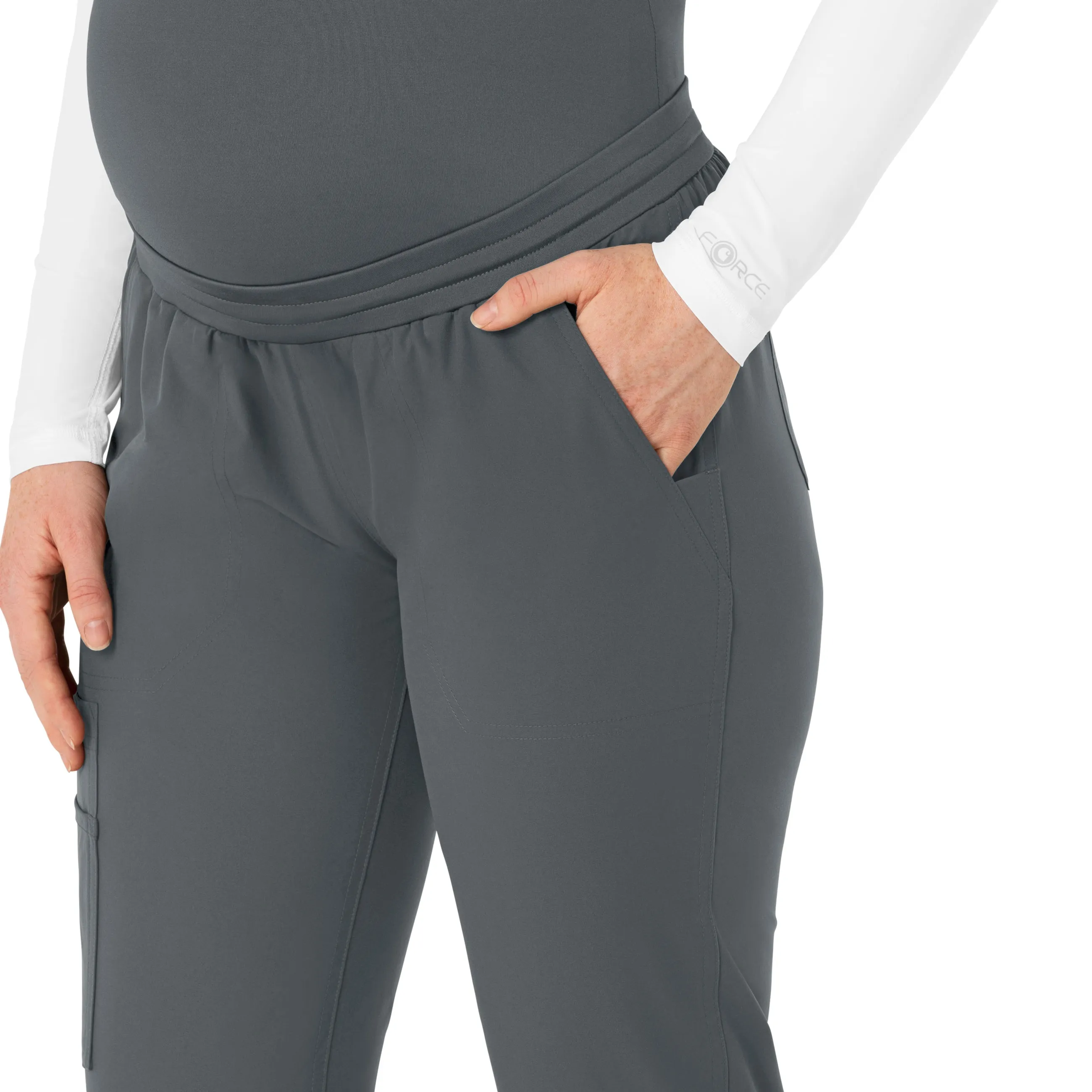 Force Essentials C54113 Maternity Jogger Scrub Pants Pewter