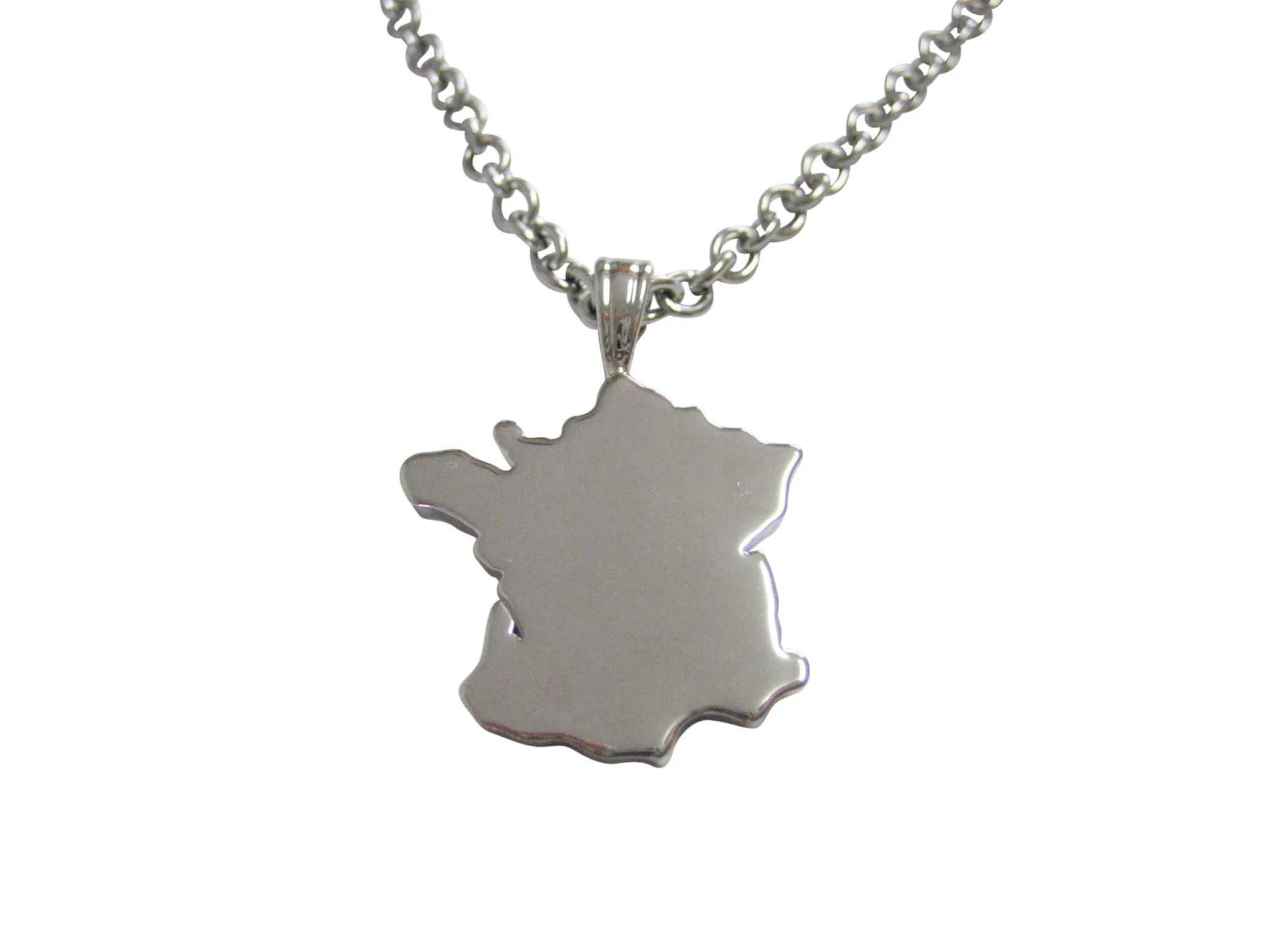 France Map Shape Pendant Necklace