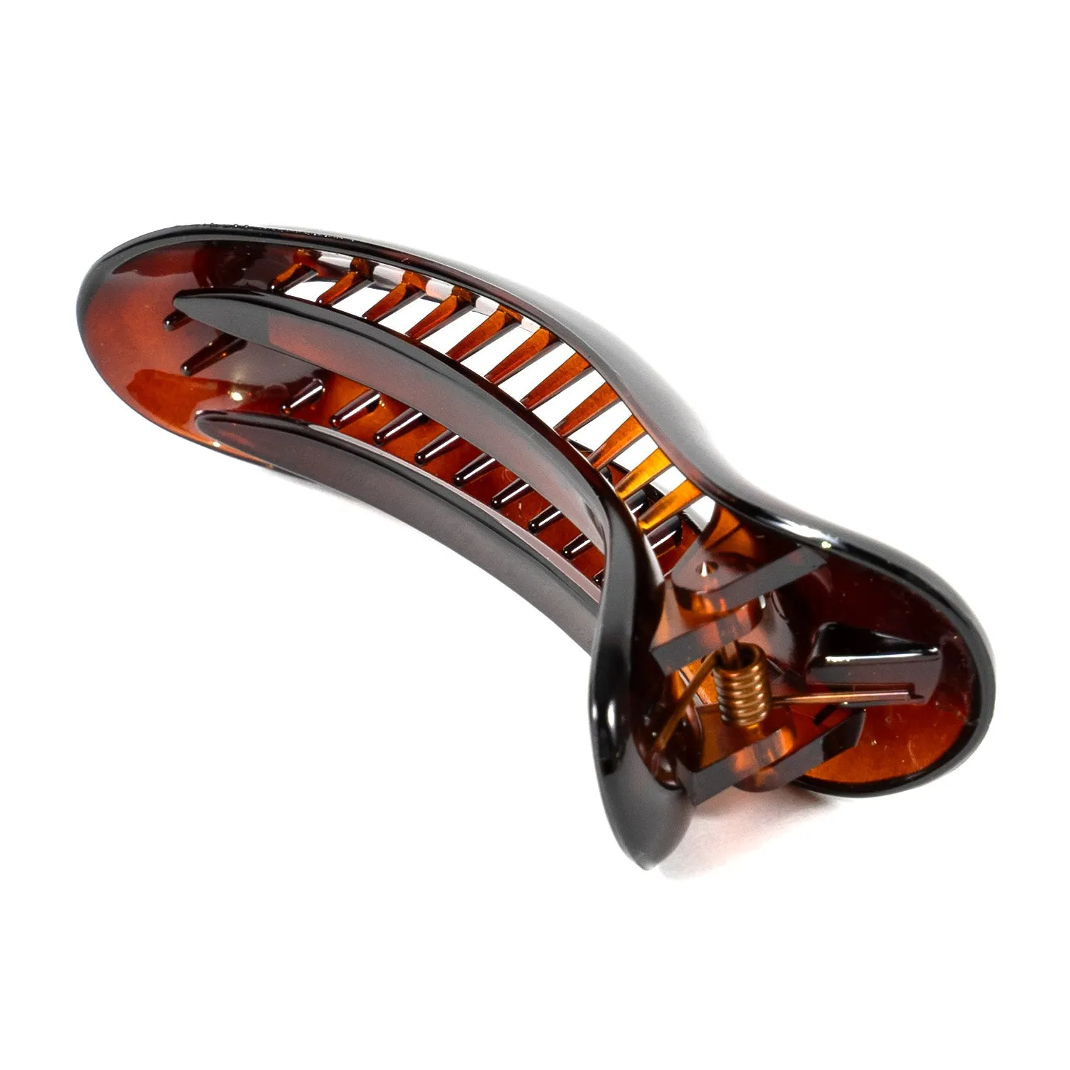 French Tortoise Large Open Oval Curved Fork Beak Plastic Salon Clip