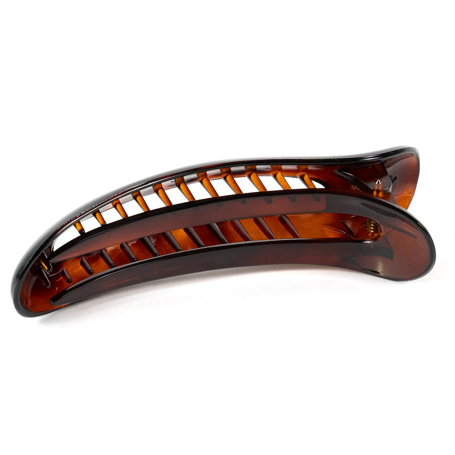 French Tortoise Large Open Oval Curved Fork Beak Plastic Salon Clip
