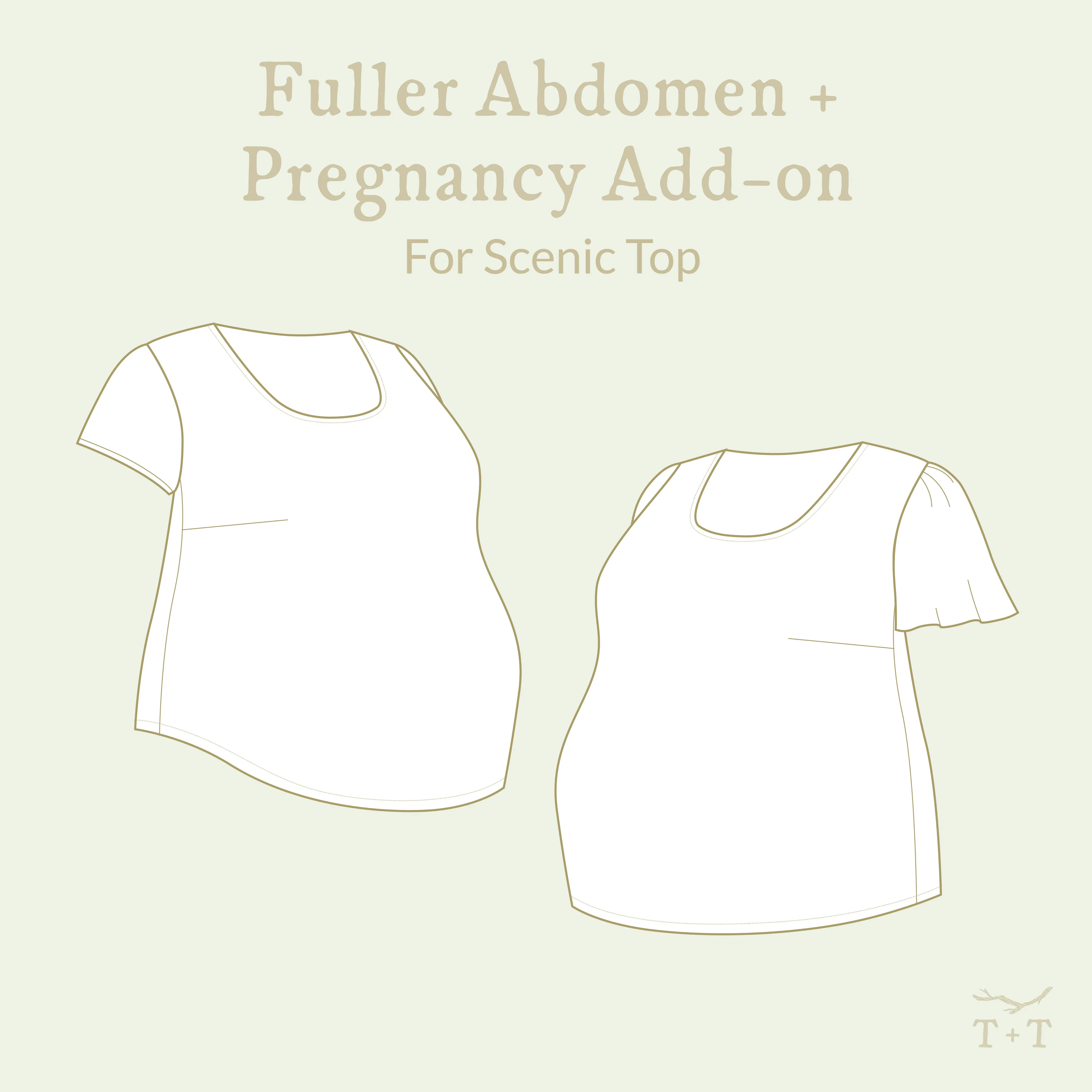 Fuller Abdomen   Pregnancy Add-on Sewing Pattern - Women's/Curved Fit ~ for Scenic Top