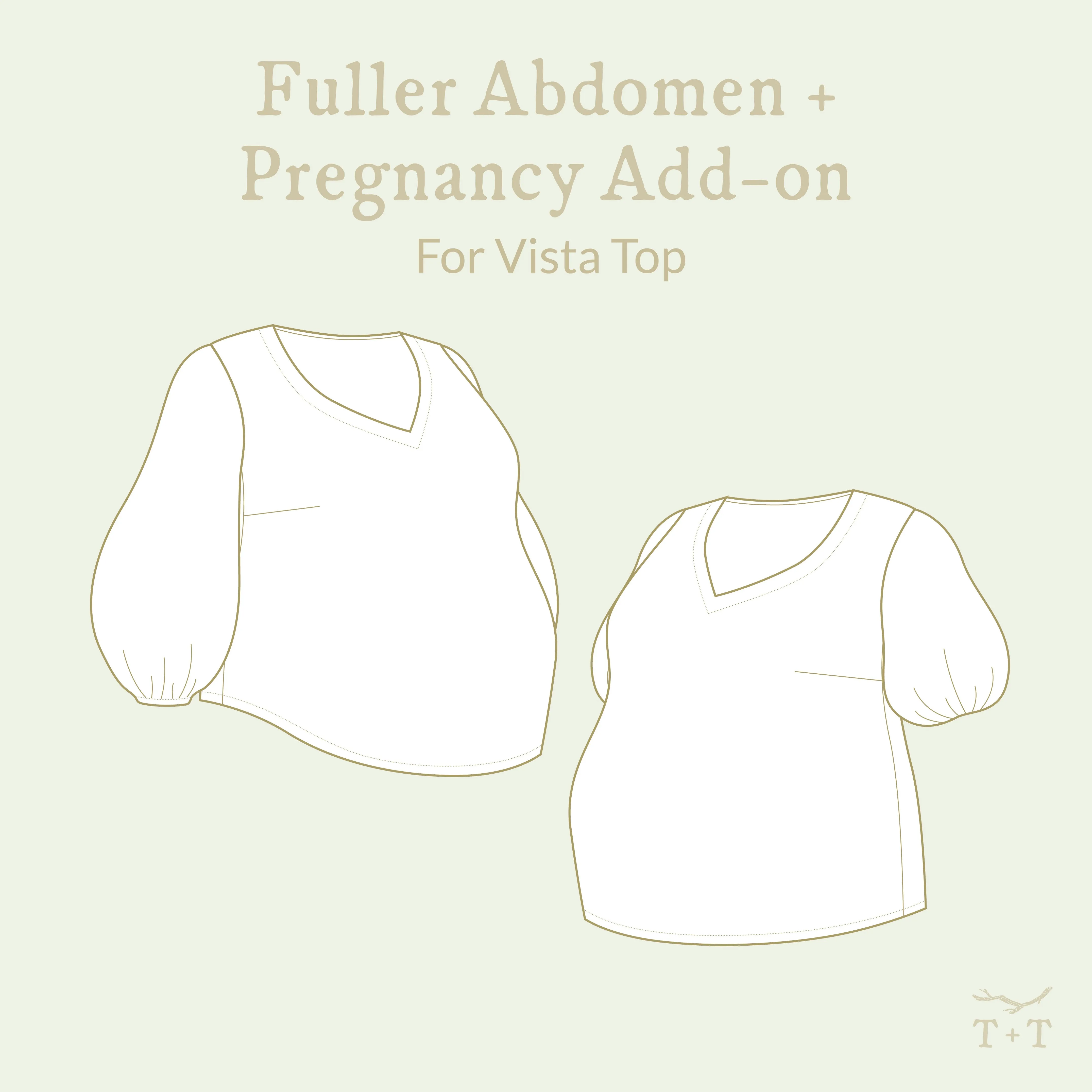 Fuller Abdomen   Pregnancy Add-on Sewing Pattern - Women's/Curved Fit ~ for Vista Top