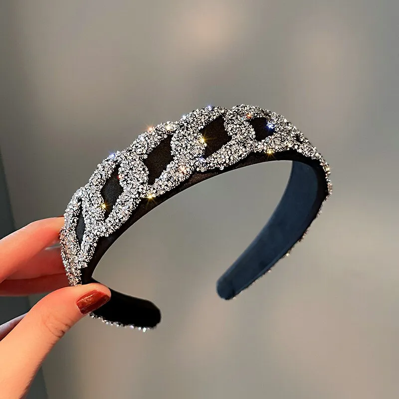 FYUAN Korean Style Geometric Rhinestone Hairbands for Women Velvet Headwear Wedding Hair Accessories Jewelry