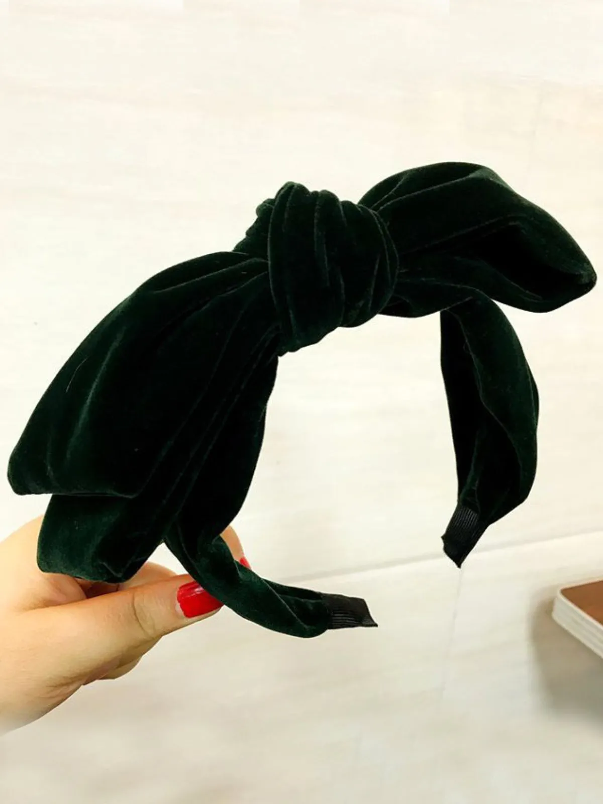 Girls Large Velvet Bow Headband (6 Color Options)