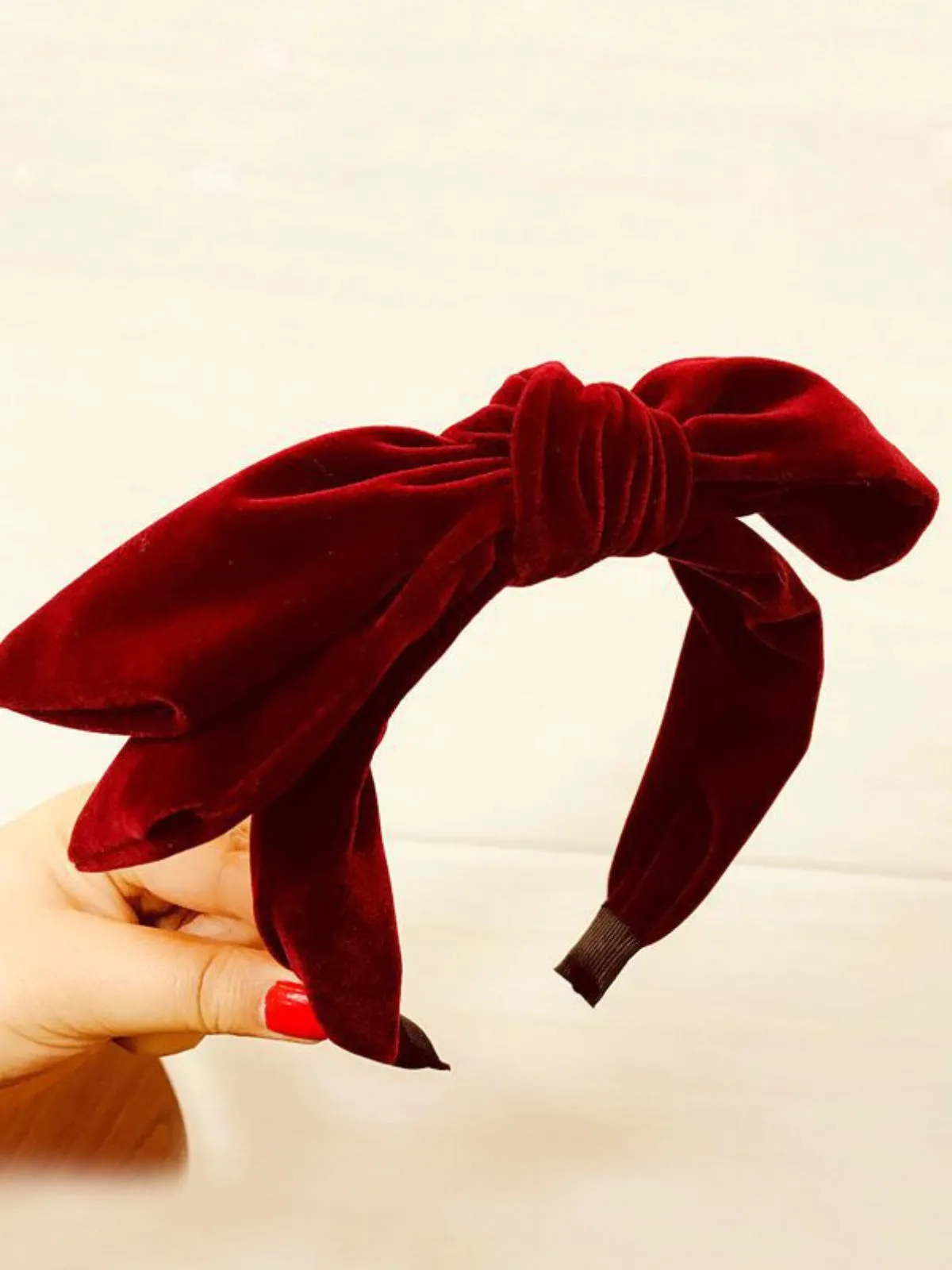 Girls Large Velvet Bow Headband (6 Color Options)