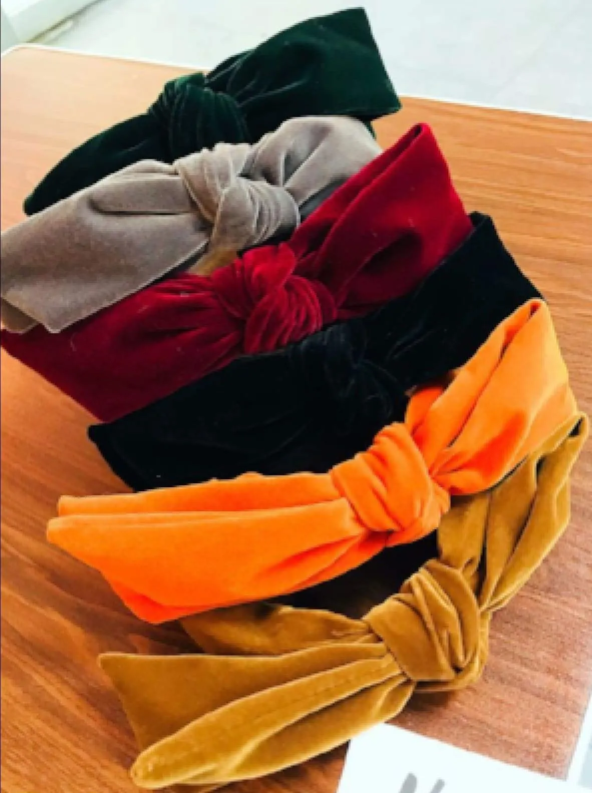 Girls Large Velvet Bow Headband (6 Color Options)
