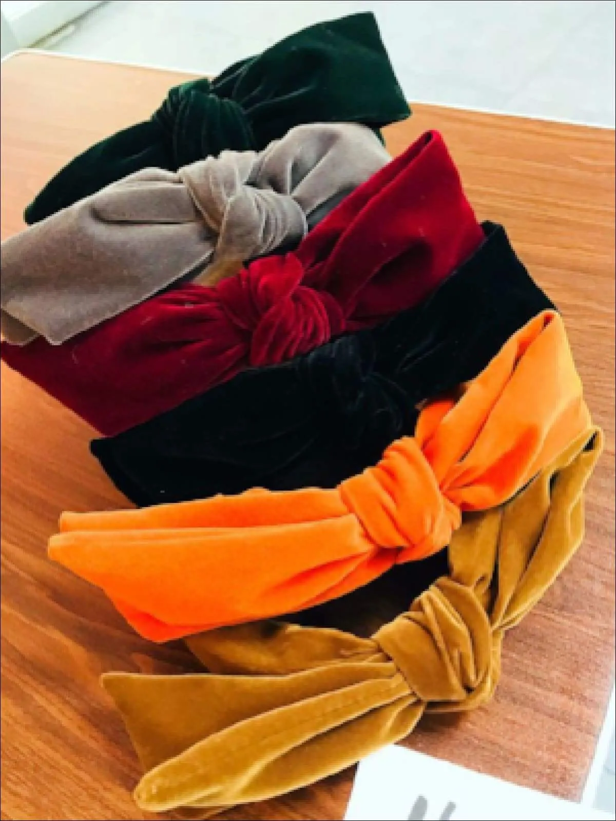 Girls Large Velvet Bow Headband (6 Color Options)