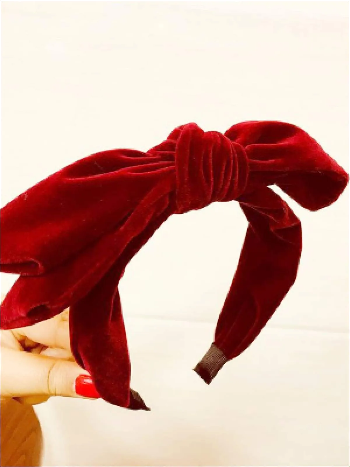 Girls Large Velvet Bow Headband (6 Color Options)