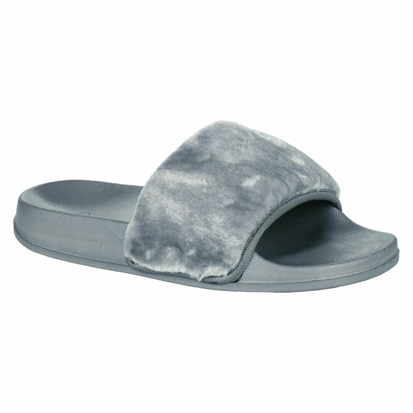 GIRLS SLIDERS FLATS CHILDRENS FLUFFY SLIP ON FUR MULE FLIP FLOPS SANDALS SLIPPER