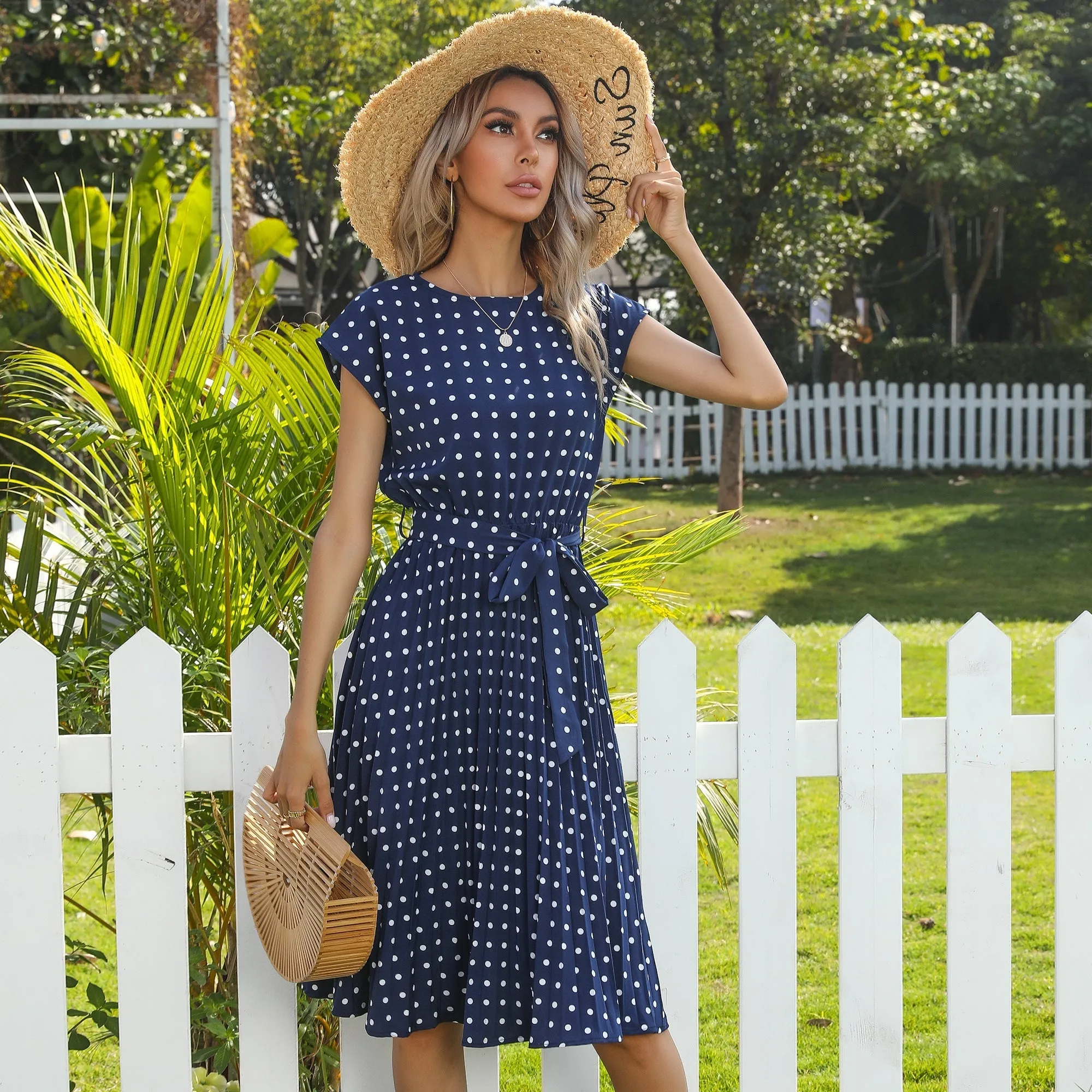Given Spot Dress - Navy