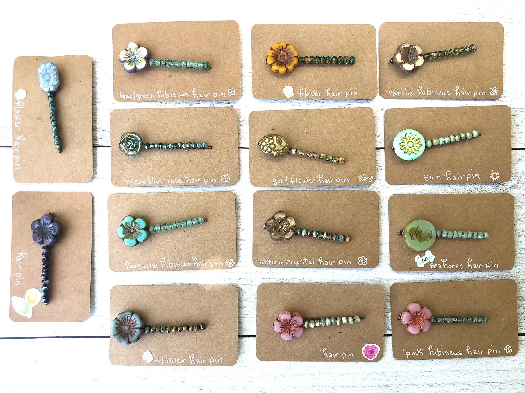 Glass Hair Pins