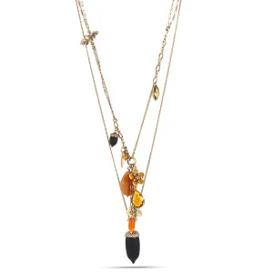 GOLD ACORN FLOWER AND LEAF CHARM  NECKLACES #214OR1101 (1D3)