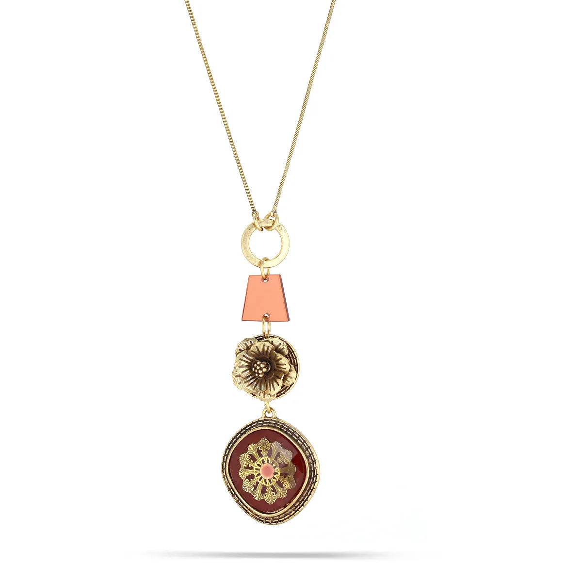 GOLD BURGUNDY  NECKLACES #195WN1201 (2C1)