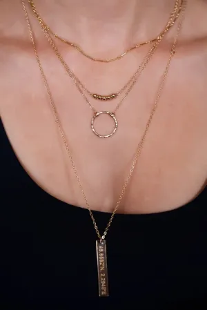 Gold Circle Karma Necklace / Layered Necklace Set / Gold Bar - vertical Bar Necklace - Set of  2 3 Layered Necklaces // Layering Necklaces