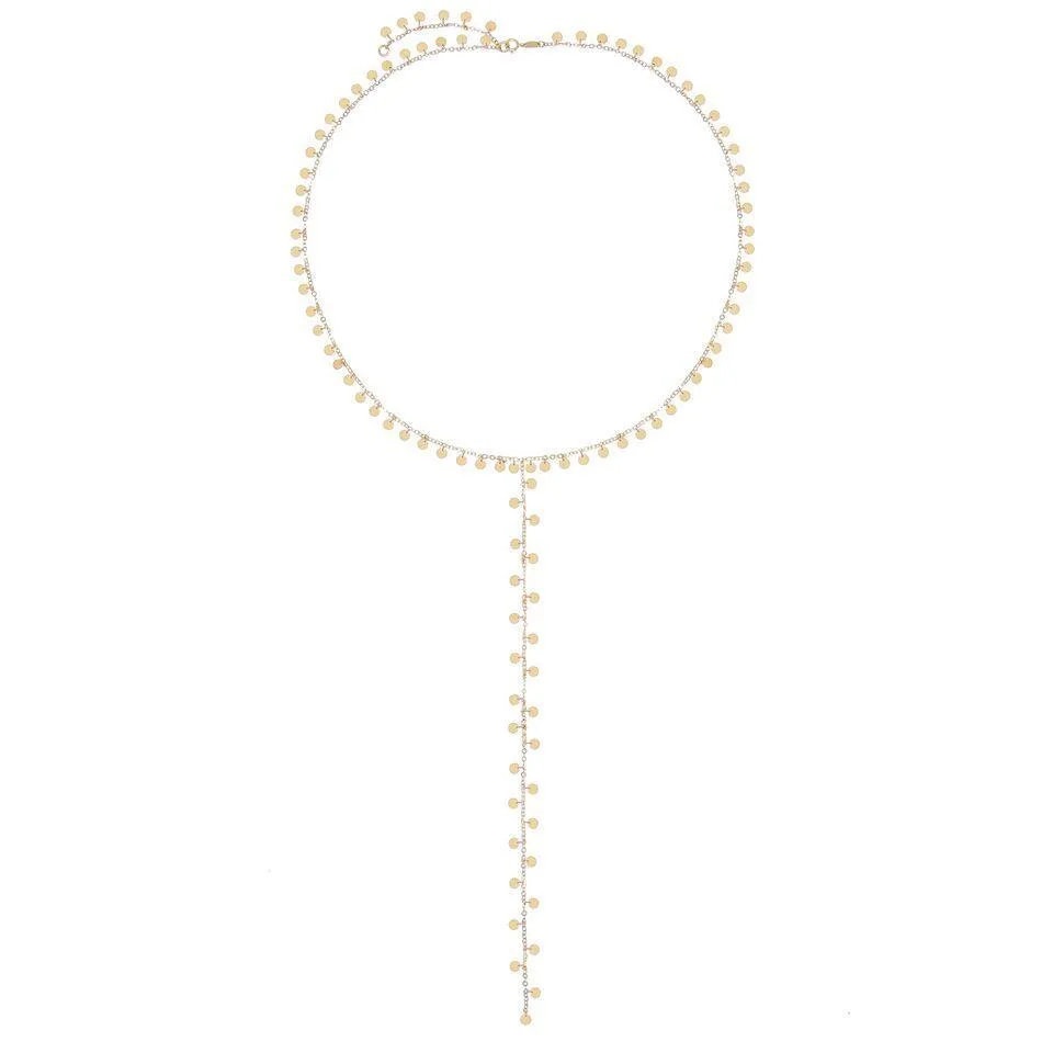 Gold Disc Lariat 14K