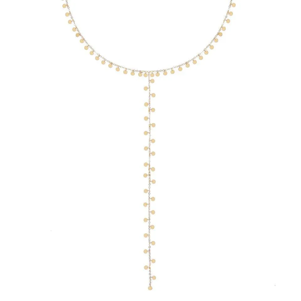 Gold Disc Lariat 14K