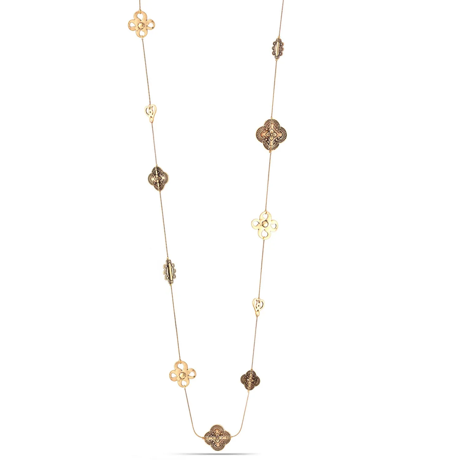 GOLD OXIDIZED CHARMS  NECKLACES #HNN88725GDOX (LE2)