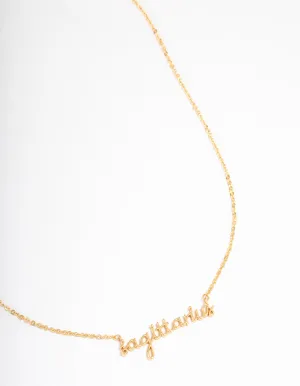 Gold Plated Sagittarius Script Pendant Necklace