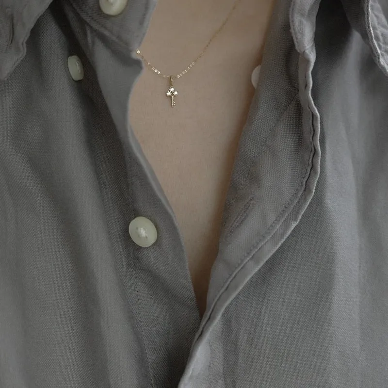 Gold-Plated Zircon Key Necklace