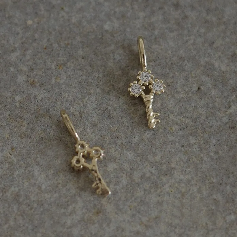 Gold-Plated Zircon Key Necklace