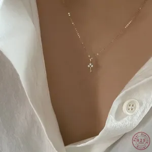 Gold-Plated Zircon Key Necklace
