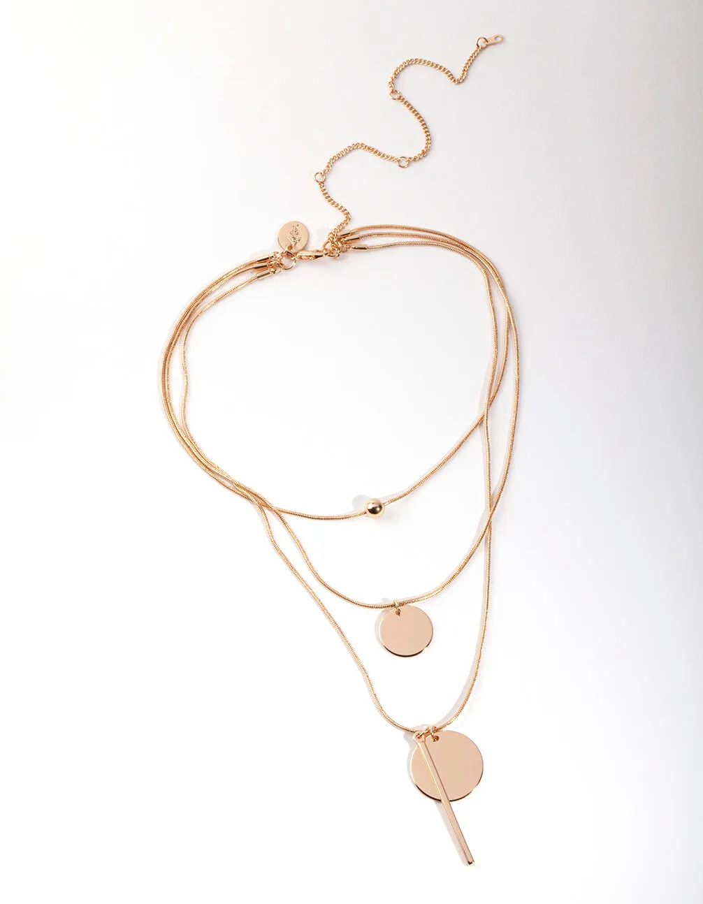 Gold Triple Row Bead Necklace