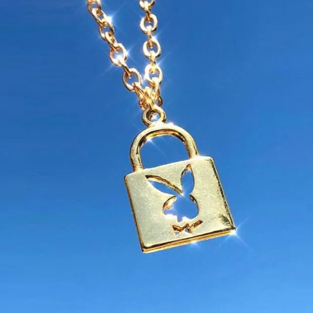 Golden Playmate Lock & Key Necklaces