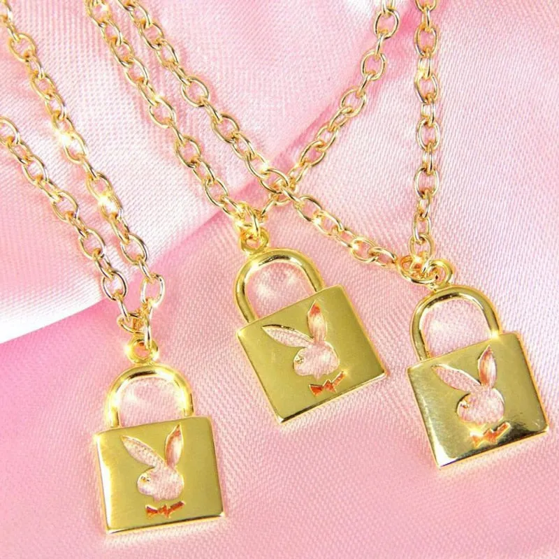 Golden Playmate Lock & Key Necklaces