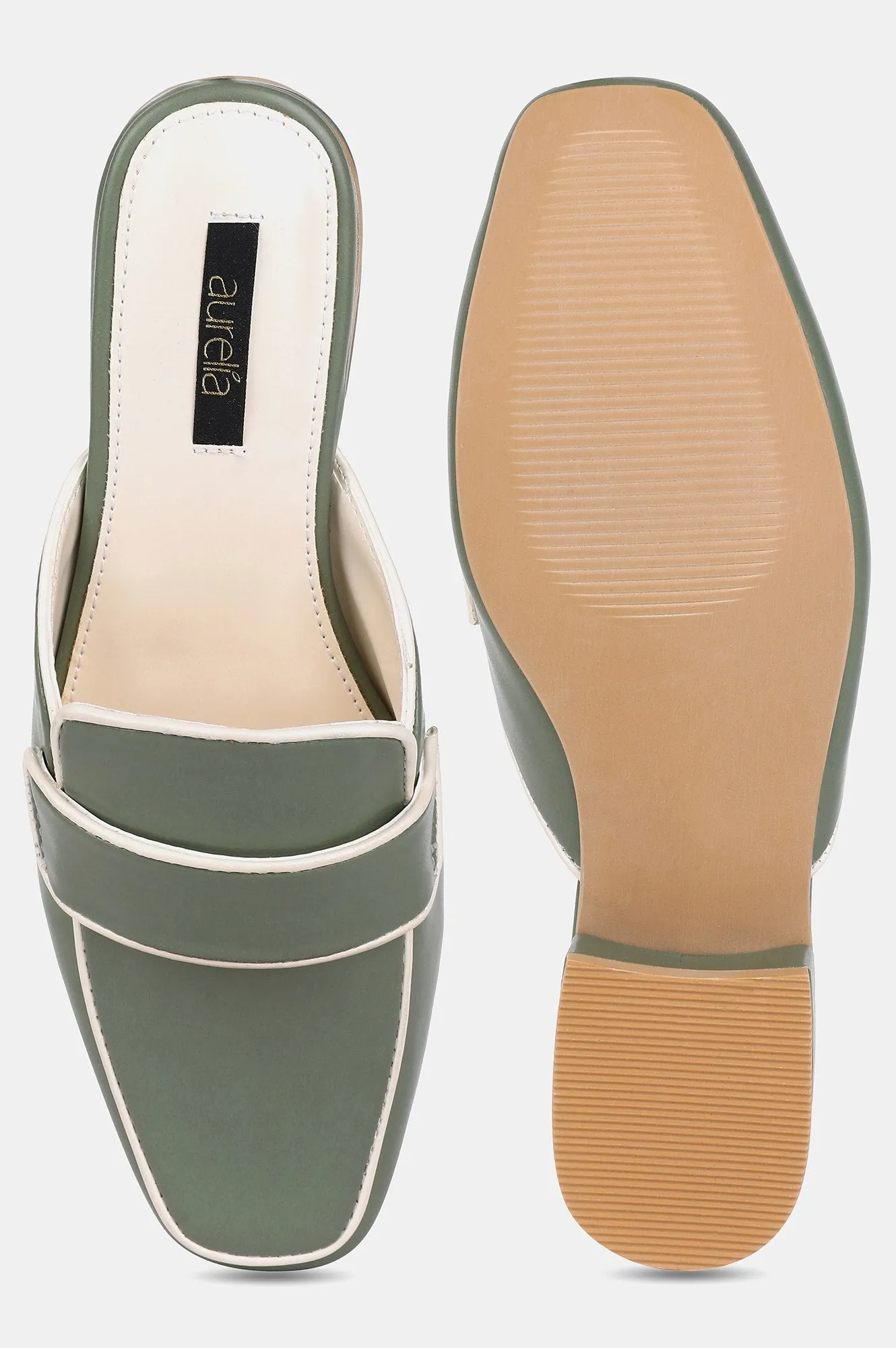 Green Square Toe Solid Flat - ZCarmen