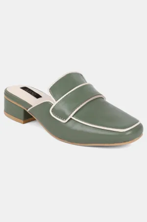 Green Square Toe Solid Flat - ZCarmen