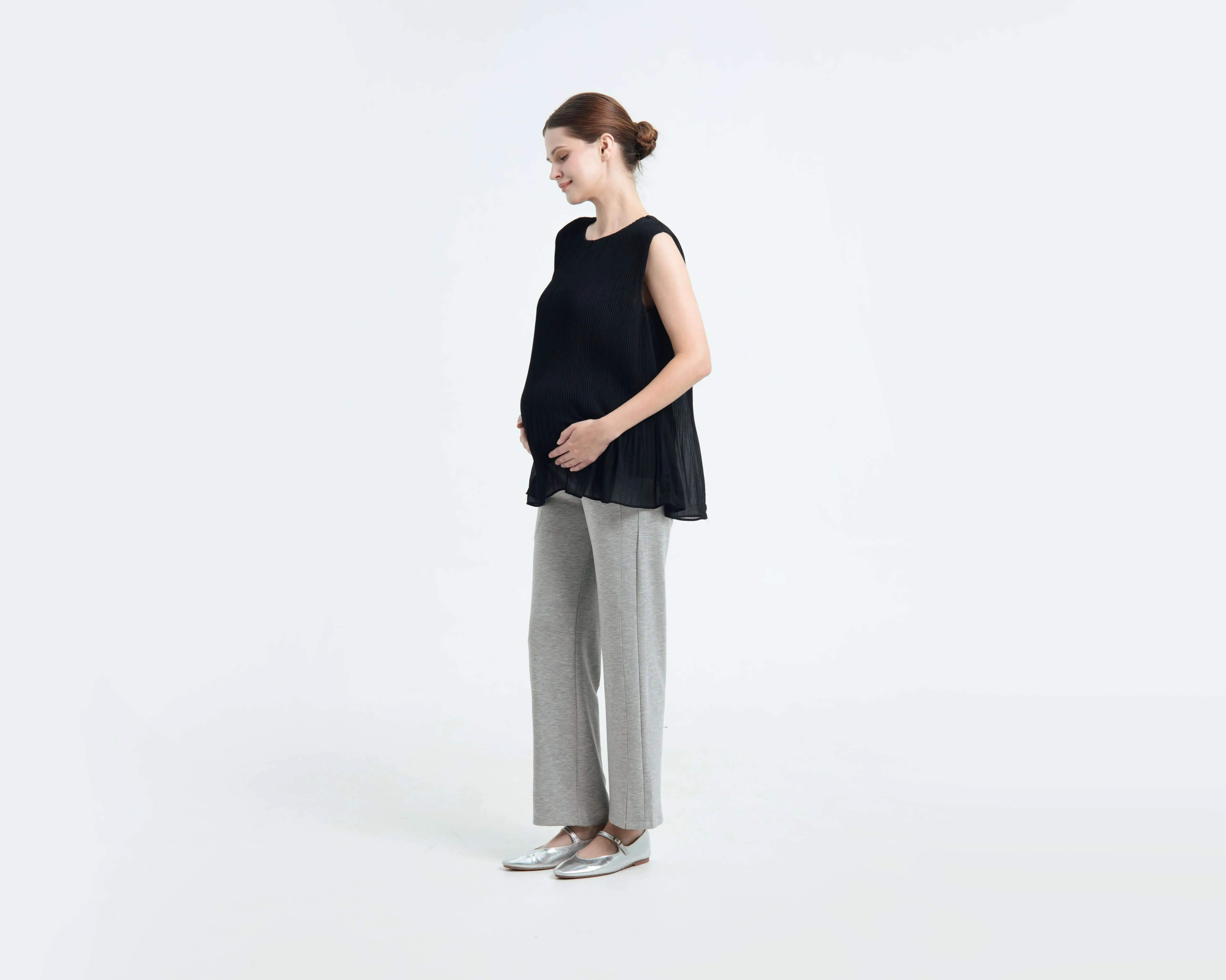 Grey Ultrasoft Bamboo Maternity Slit Pants
