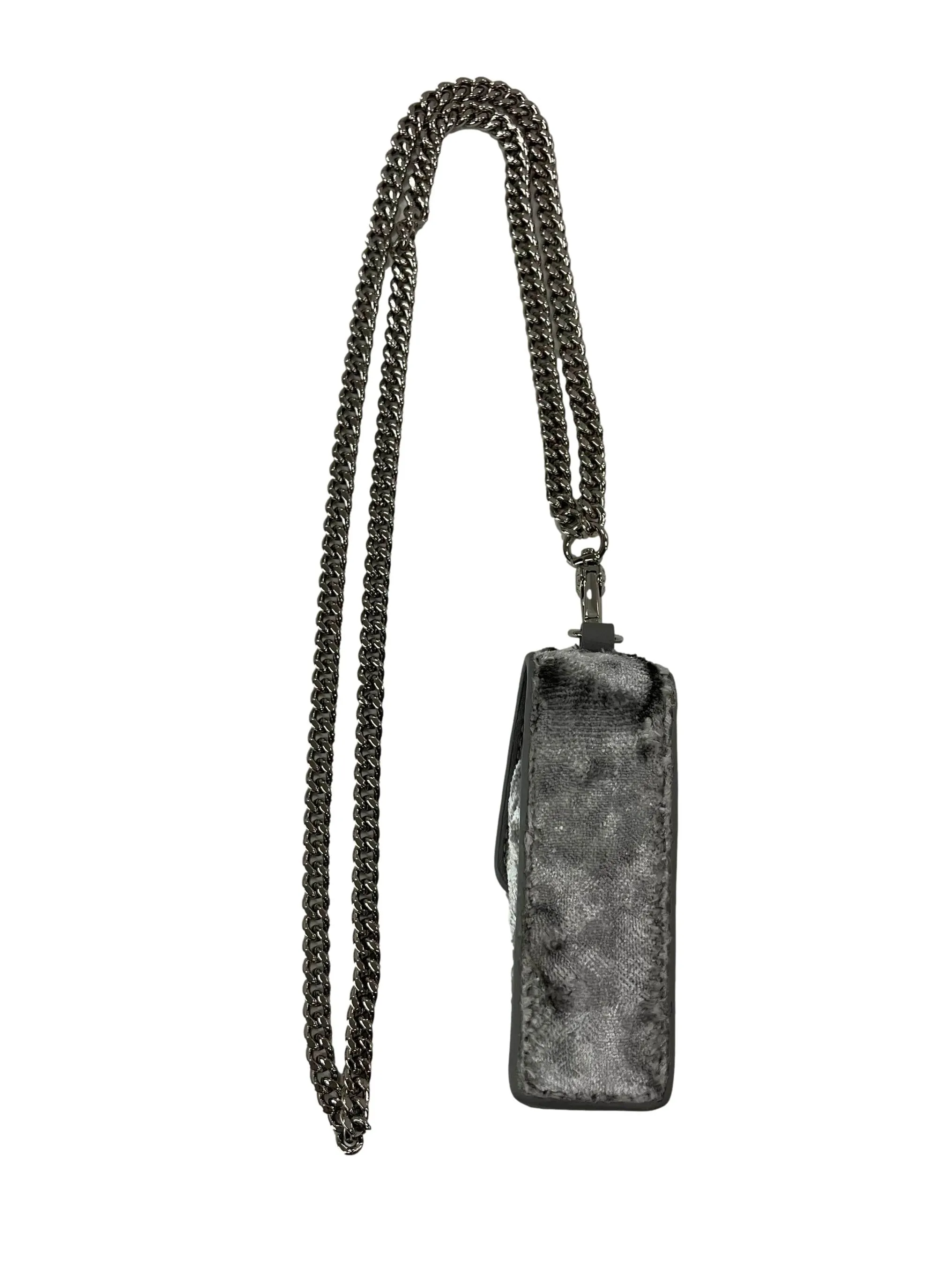 Grey Velvet Quilted Lipstick Holder