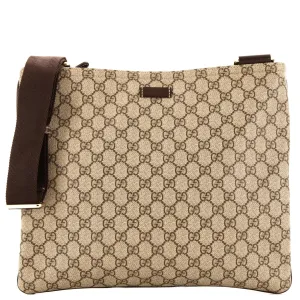GUCCI Zip Top Messenger Bag GG Coated Canvas Large