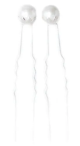 Hairpins with Large White Pearls - Pair