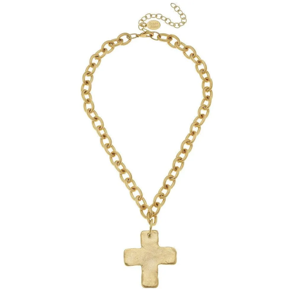 Hand Cast Gold Cross on Chain